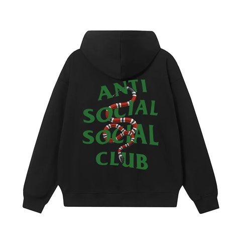 Anti Social Social Club Snake Green Logo Hoodie - Black