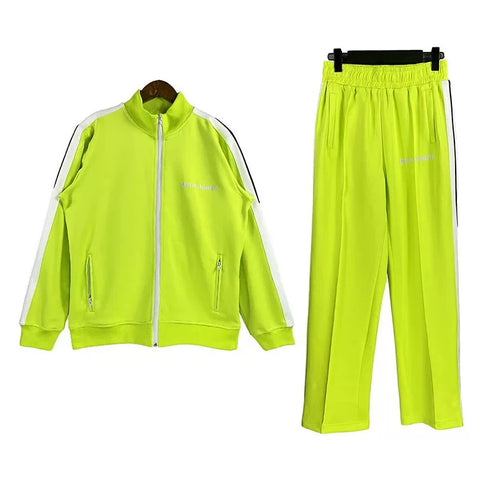 Palm Angels Classic Track Jacket & Pants Set - Neon Yellow/White