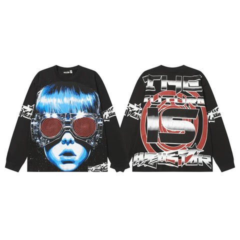 Hellstar The Future Is Hellstar Graphic Long Sleeve Tee - Black