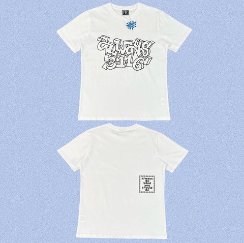 ADWYSD White Graffiti Script Tee