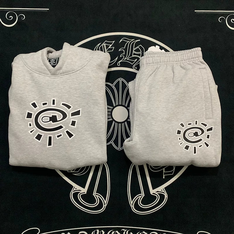 ADWYSD Logo Heavyweight Hoodie and Sweatpants Set - Athletic Grey