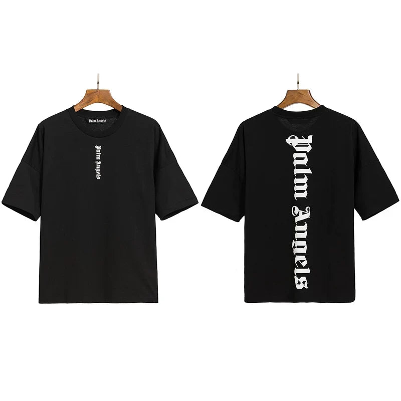 Palm Angels Vertical Gothic Logo T-Shirt - Black