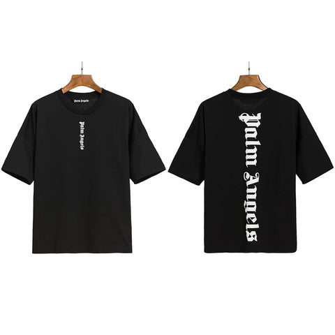 Palm Angels Vertical Gothic Logo T-Shirt - Black