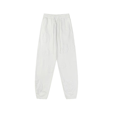 "Denim Tears" White Floral Pattern Oversized Sweatpants