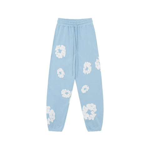 "Denim Tears" Light Blue Floral Pattern Oversized Sweatpants