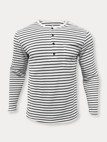 Comfy Basic Stripe Henley Shirt