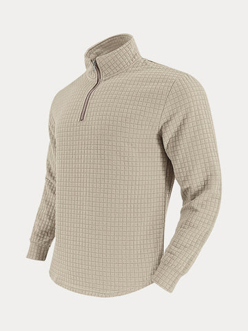 Casual Checkered Stand Collar Sweatshirt