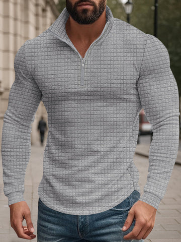Casual Checkered Stand Collar Sweatshirt