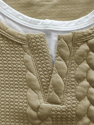 Cable Knit Faux Two-Piece Short Sleeve T-Shirt