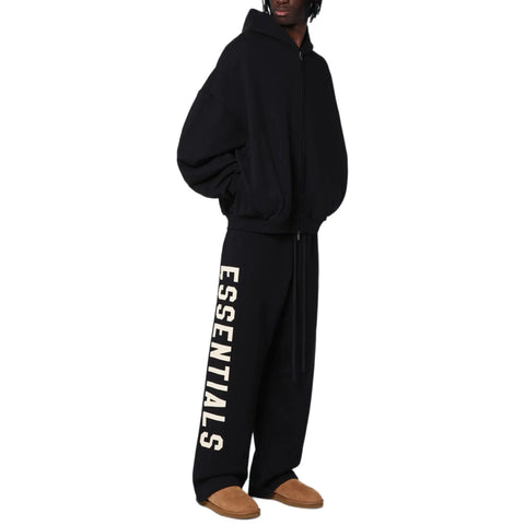 Fear Of God Essentials Heavy Fleece Black Zip-Up Hoodie (FW24)