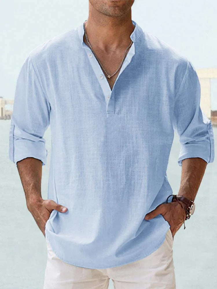 Men’s Lightweight Linen Henley Shirt