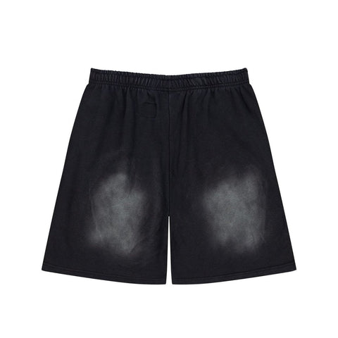 Hellstar Records Flame Print Acid Wash Loose Sweat Shorts