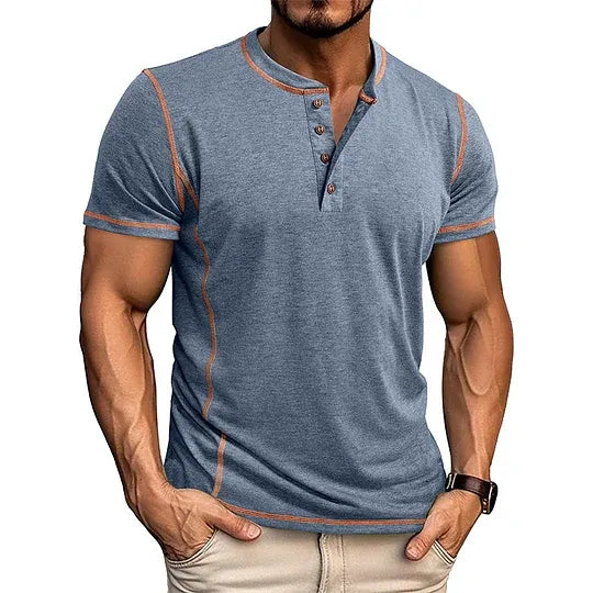 Men’s Casual Short Sleeve Henley T-Shirt