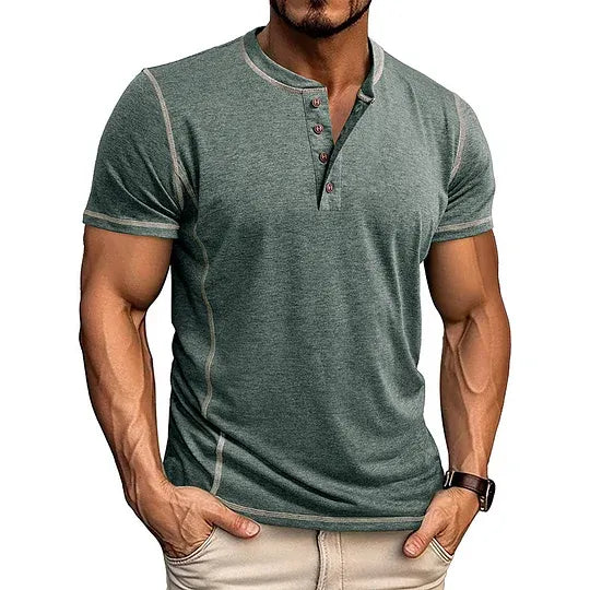 Men’s Casual Short Sleeve Henley T-Shirt