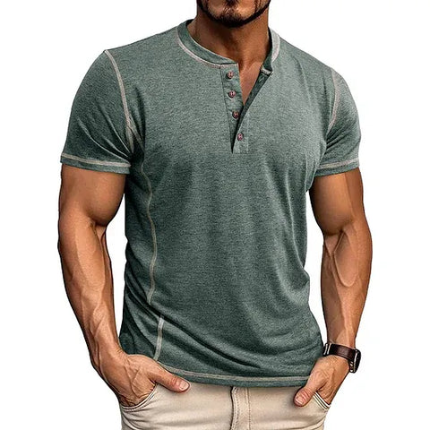 Men’s Casual Short Sleeve Henley T-Shirt
