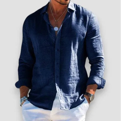 Men’s Lightweight Linen Button-Up Shirt