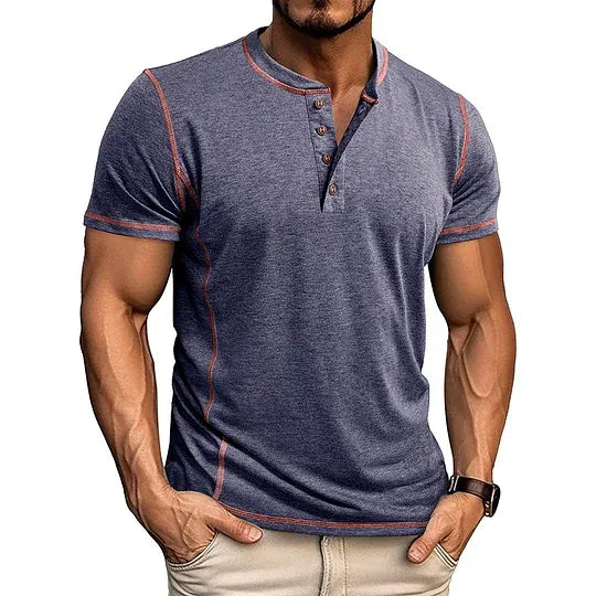 Men’s Casual Short Sleeve Henley T-Shirt
