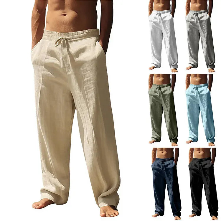 Men’s Lightweight Drawstring Linen-Style Pants (1)