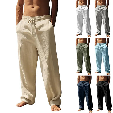 Men’s Lightweight Drawstring Linen-Style Pants (1)
