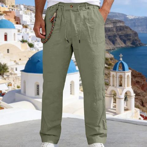 Men’s Casual Linen-Look Drawstring Pants (1)