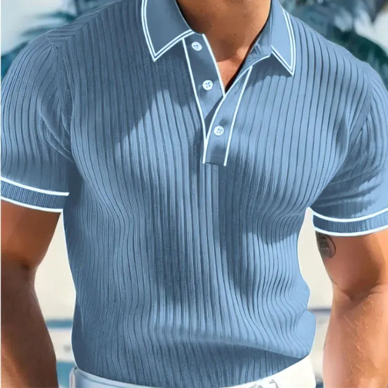 Men’s Ribbed Short Sleeve Polo Shirt