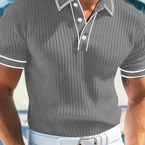 Men’s Ribbed Short Sleeve Polo Shirt
