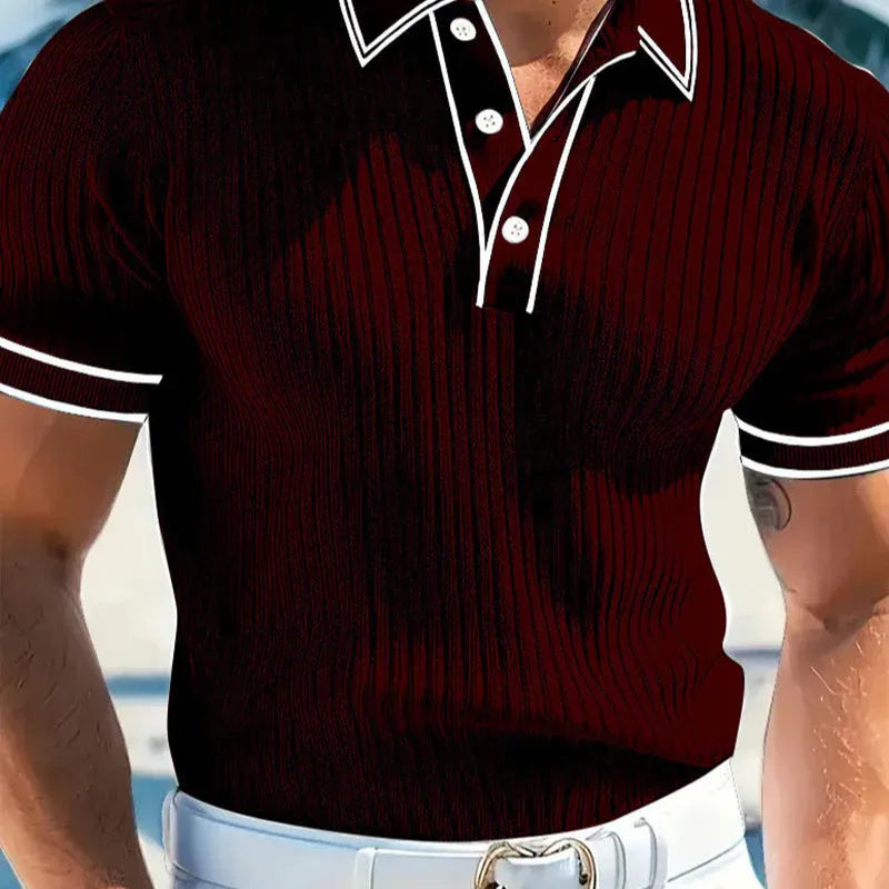 Men’s Ribbed Short Sleeve Polo Shirt
