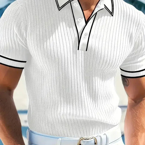 Men’s Ribbed Short Sleeve Polo Shirt