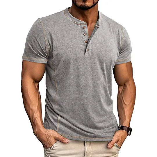 Men’s Casual Short Sleeve Henley T-Shirt