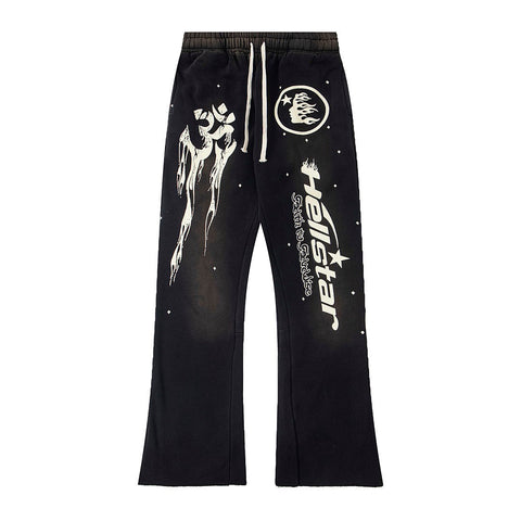 Hellstar Fleece Washed Graphic Sweatpants (Black)