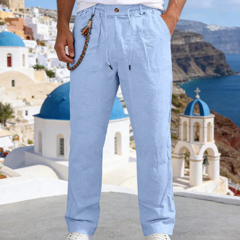Men’s Casual Linen-Look Drawstring Pants (1)
