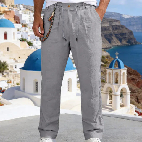 Men’s Casual Linen-Look Drawstring Pants (1)