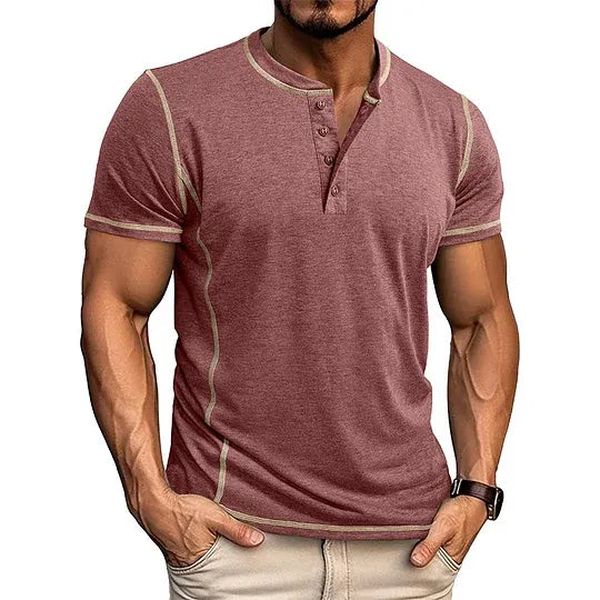 Men’s Casual Short Sleeve Henley T-Shirt