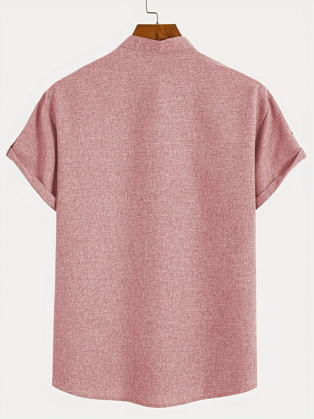 Men’s Textured Short Sleeve Stand Collar Henley Shirt