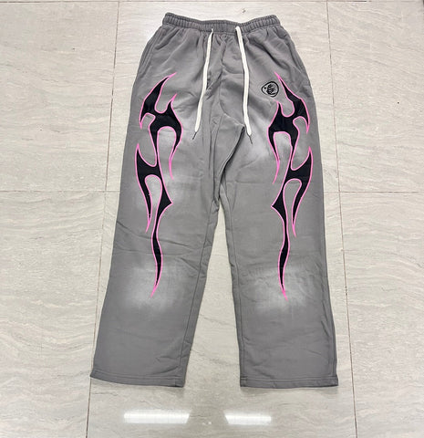 HELLSTAR Pink Flame Graphic Vintage Wash Sweatpants