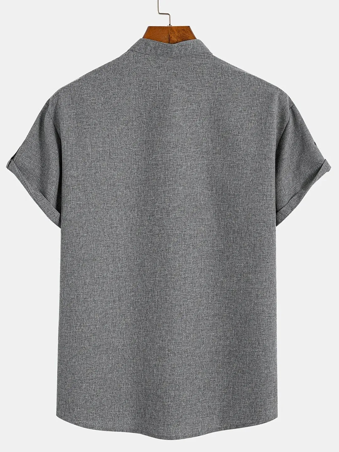 Men’s Textured Short Sleeve Stand Collar Henley Shirt