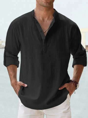 Men’s Lightweight Linen Henley Shirt