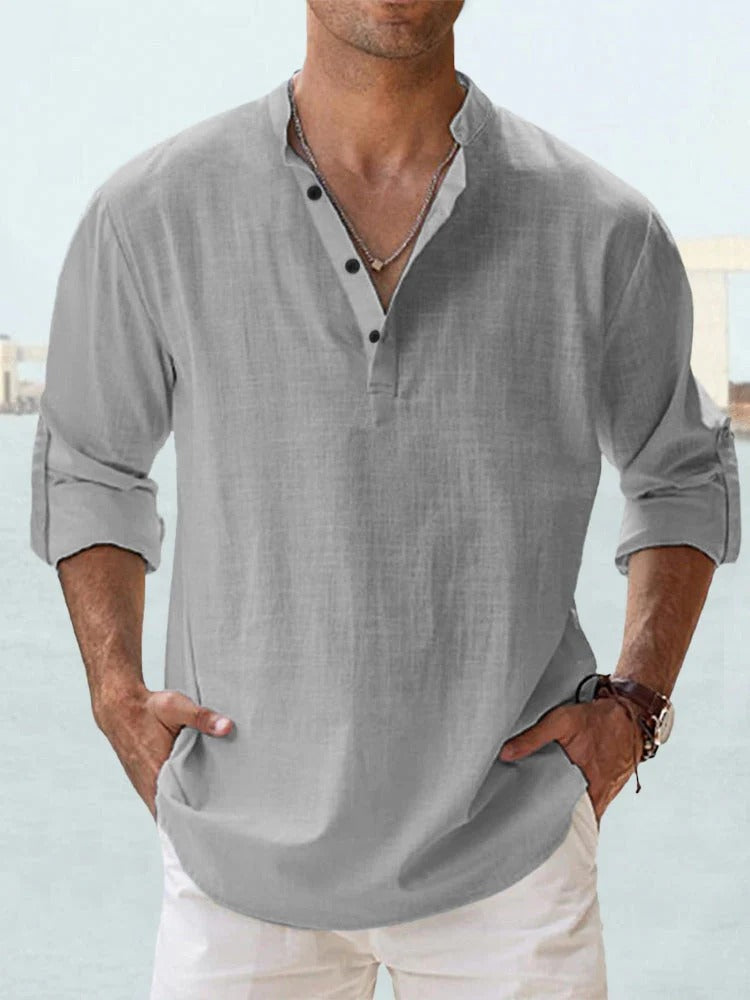 Men’s Lightweight Linen Henley Shirt