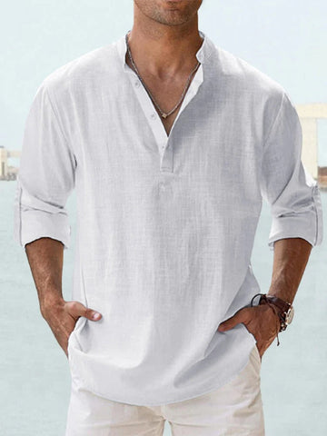 Men’s Lightweight Linen Henley Shirt