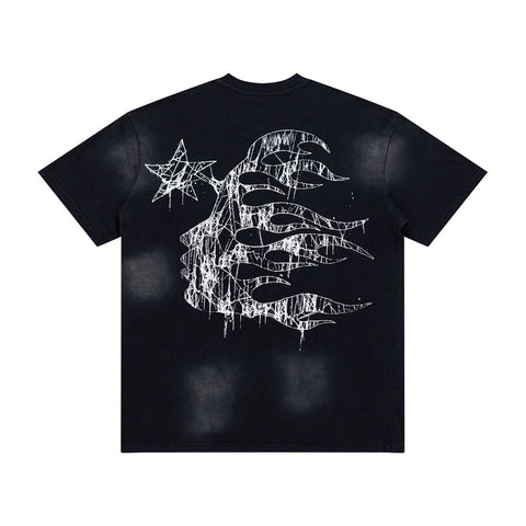 Hellstar Distressed Rip & Fray Vintage Washed Graphic T-Shirt