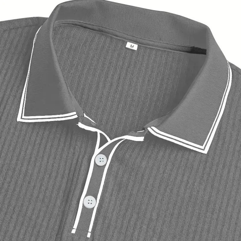 Men’s Ribbed Short Sleeve Polo Shirt