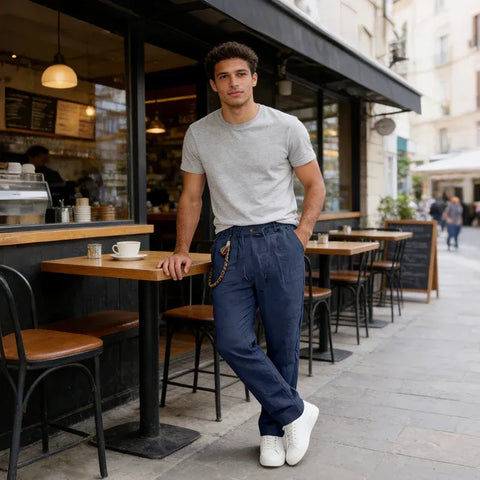 Men’s Casual Linen-Look Drawstring Pants (1)