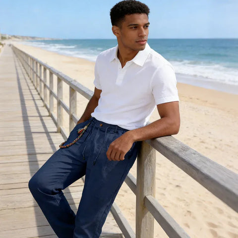 Men’s Casual Linen-Look Drawstring Pants (1)