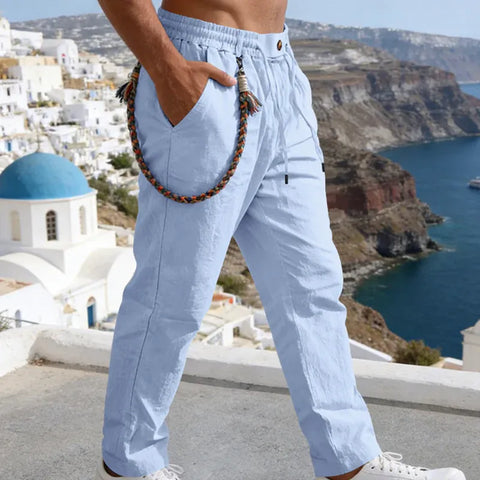 Men’s Casual Linen-Look Drawstring Pants (1)