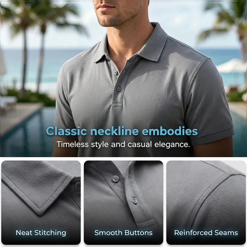 Men’s Relaxed Linen-Blend Polo Shorts Set