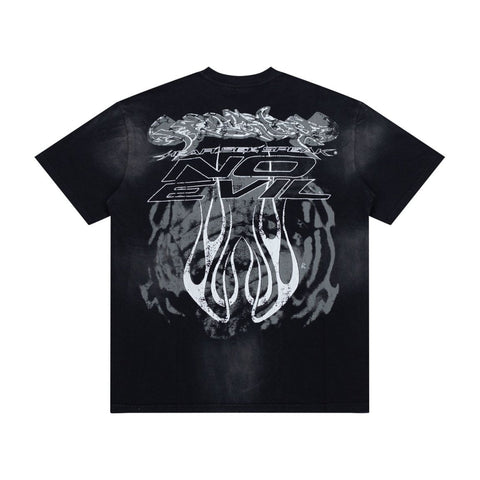 Hellstar Vintage Wash Skull Graphic Oversized T-Shirt - Dark Acid Black