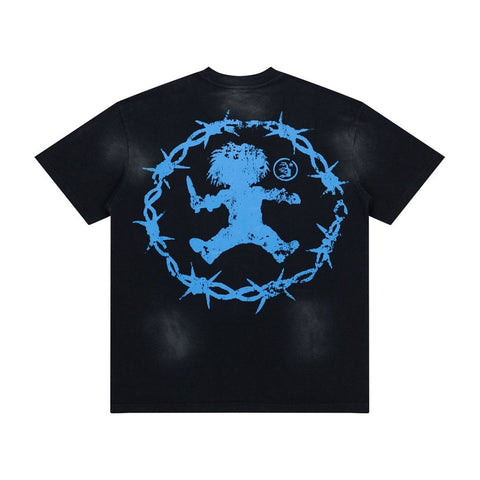 Hellstar "Don't You Wanna Play?" Graphic Oversized T-Shirt - Washed Black