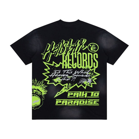 Hellstar Studios Glitter Graphic Oversized T-Shirt - Washed Black