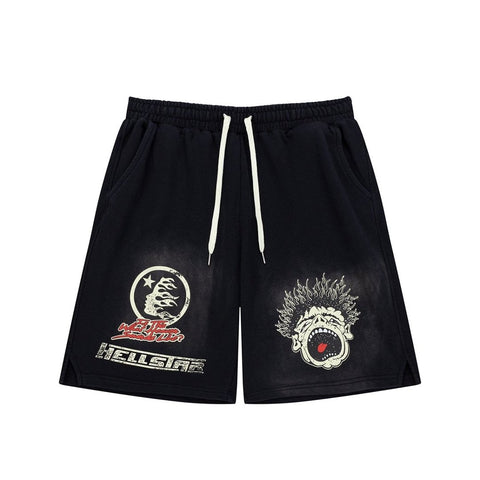 Hellstar Vintage Wash Spray Graphic Sweat Shorts