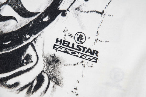 Hellstar High-Definition Graphic Spliced Short Sleeve T-Shirt – White